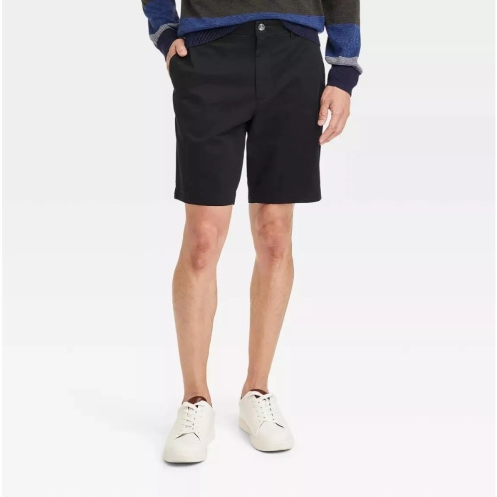 NWT Goodfellow & Co. The Every Wear Flat Front Shorts 9" Inseam Black Size 34